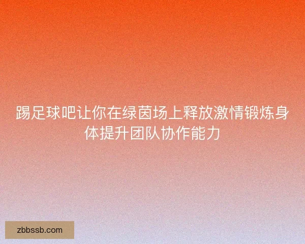 踢足球吧让你在绿茵场上释放激情锻炼身体提升团队协作能力
